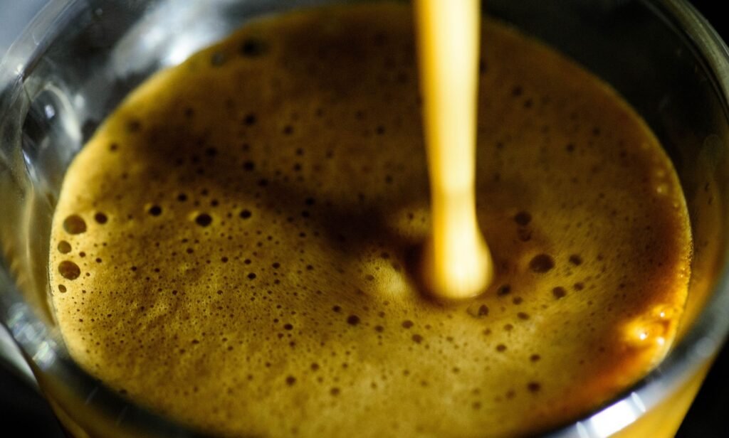 Freshly brewed Italian espresso showing smooth crema texture